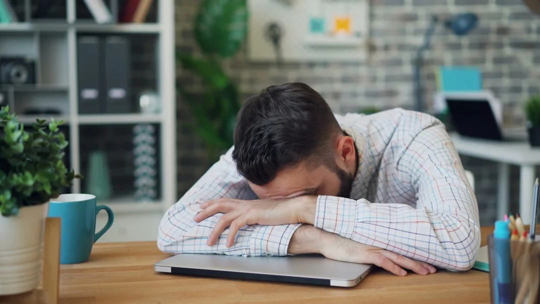 A calm desk scene suggesting recovery and rest from workplace burnout